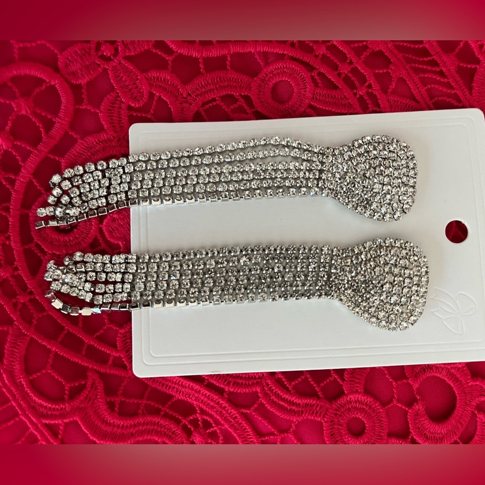 Full Shiny Rhinestone Tassel  Earrings Luxury